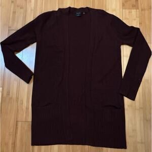 Devotion by Cyrus Cardigan Womens Small Burgundy Red Ribbed Open Knit